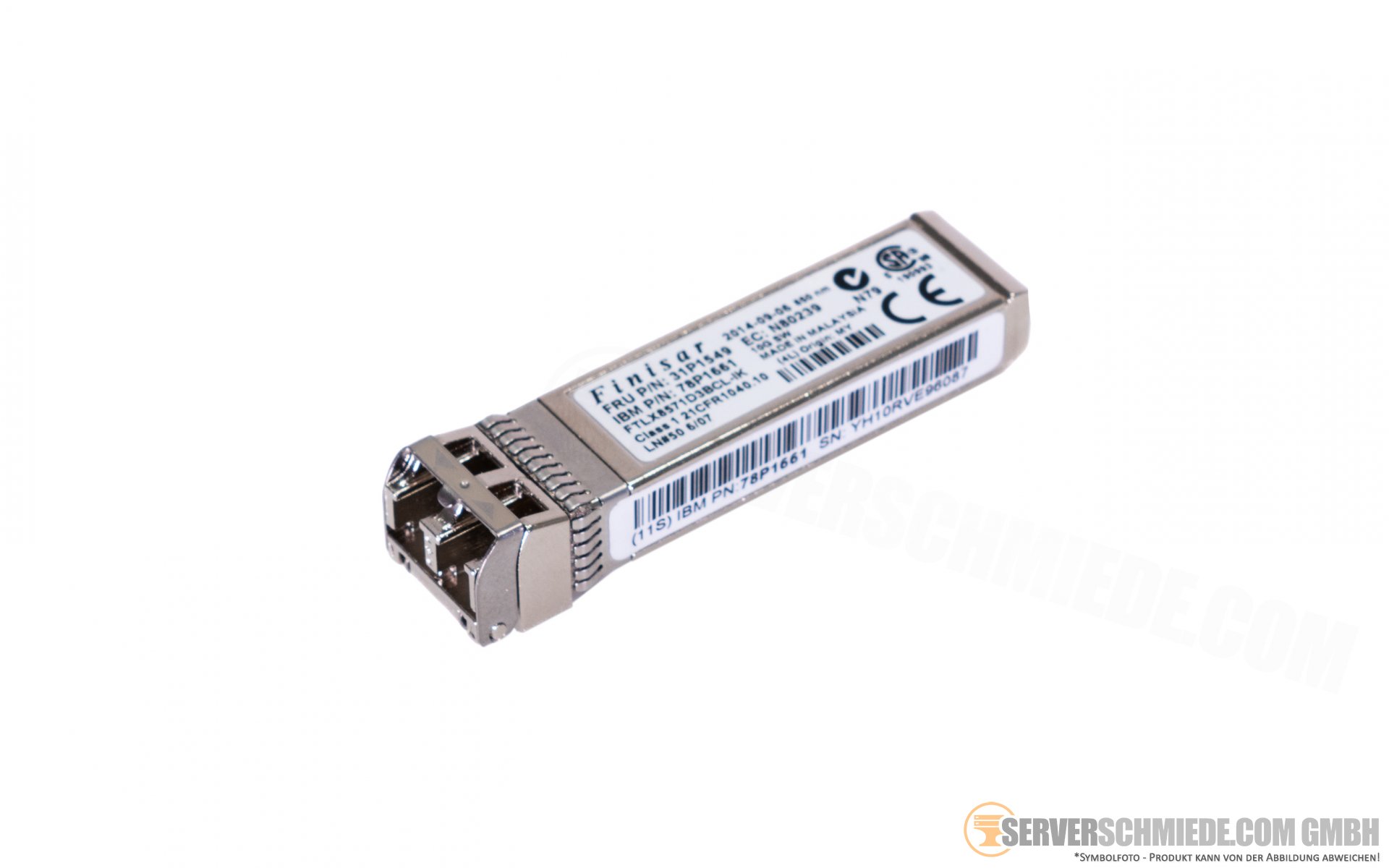 IBM Finisar 10GbE SR LC LC 850nm SFP+ Optical Transceiver 78P1661