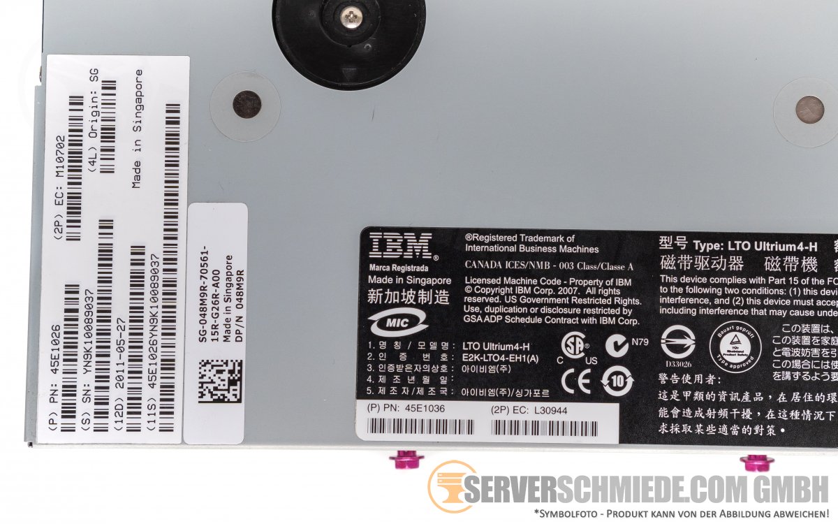 IBM Ultrium LTO 4 (h) SAS Tape Backup Drive 45E1026 048M9R