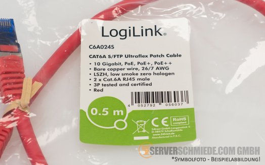 0,50m Cat.6a 2x RJ-45 LAN Network cable Kabel Patchkabel S/FTP red