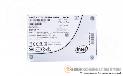 120GB  2,5 SFF SATA 6G SSD Intel SSD DC S3520 Series SSDSC2BB120G7K