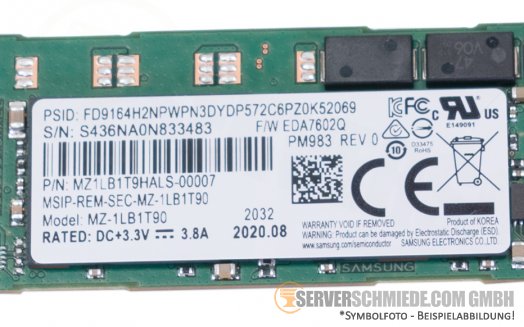 1,92TB Samsung PM983 Datacenter Enterprise 24/7 M.2 NVMe 22110 480K IOPS +NEW+
