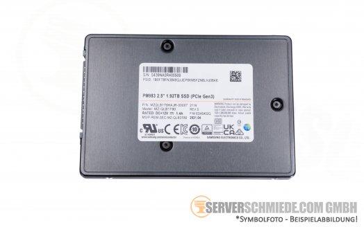 1,92TB Samsung PM983 Datacenter Enterprise 24/7 U.2 2,5