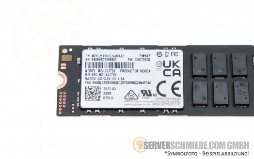 1,92TB Samsung PM9A3 Datacenter Enterprise 24/7 M.2 NVMe 800K IOPS PCIe 4.0 +NEW+