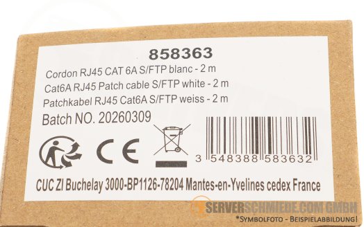 2m Cat.6a 2x RJ-45 LAN Network cable Kabel Patchkabel S/FTP white