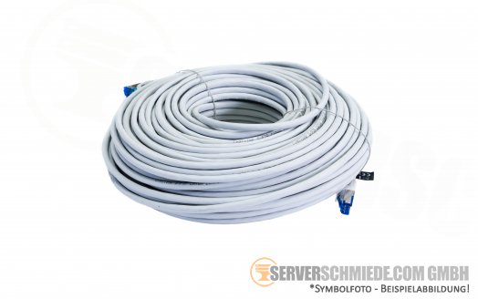 50m Cat.6a 2x RJ-45 LAN Network cable Kabel Patchkabel S/FTP grey