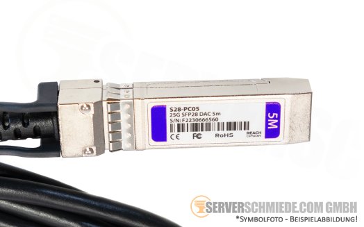 5m DAC Direct Attached Cooper 1x 10/25Gb SFP28 to 1x 10/25Gb SFP28 Kabel cable Cisco Arista Dell Brocade Juniper Mellanox