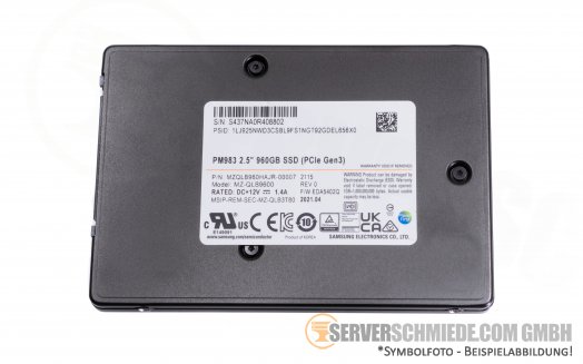 960GB Samsung PM983 Datacenter Enterprise 24/7 U.2 2,5