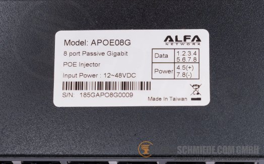 Alfa Alfa APOE08G 8 Port passiv Gigabit 1GbE RJ-45 PoE Injector (ohne Netzteil)