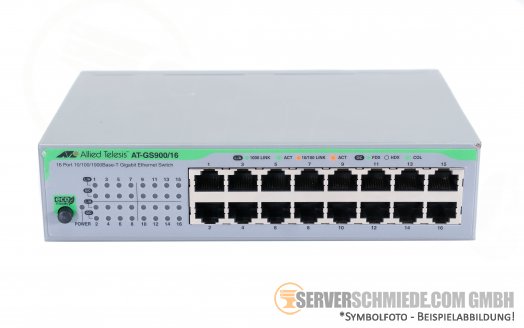 Allied Telesis AT-GS900/16 16-Port 1GbE Gigabit RJ-45 Desktop Ethernet Network Switch