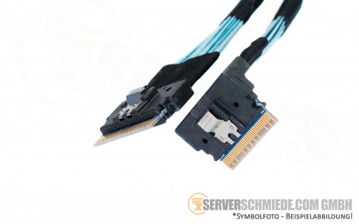 Amphenol 90cm SAS NVMe Kabel cable 1x SFF-8654 74-pin gerade to 1x SFF-8654 74-pin winkel