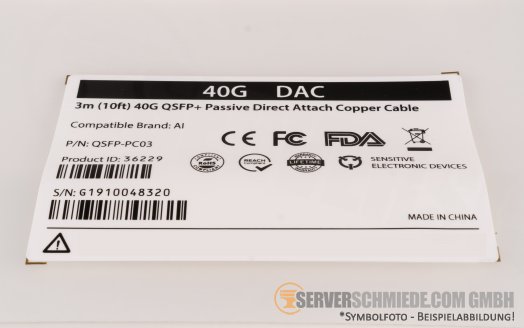 Arista 3m Kabel QSFP+ DAC copper 1x 40Gb QSFP to 1x 40Gb QSFP QSFP-PC03