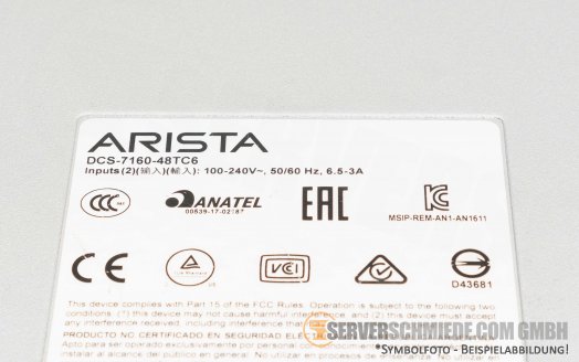 Arista DCS-7160-48TC6 48x 10GbE RJ-45 Copper 6x 100Gb QSFP28 Switch fully managed Layer 3 2x PSU 4x FAN