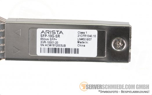 Arista 10Gb SFP+ Transceiver 850nm SR SFP-10G-SR-C LC LC duplex 21CFR1040.10