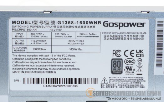 ASUS 1600W Netzteil PSU 80 Plus Titanium ASUS RS521A 0A100-00252000 +NEW+