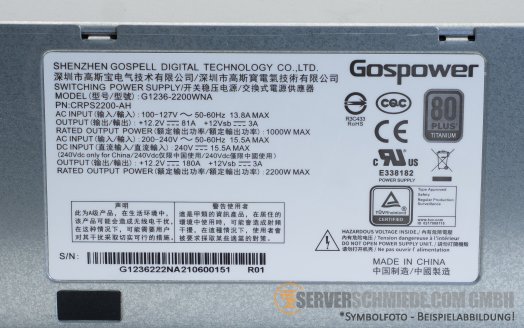 ASUS 2200W Netzteil PSU 80 Plus Titanium ESC8000A-E11 CRPS2200-AH