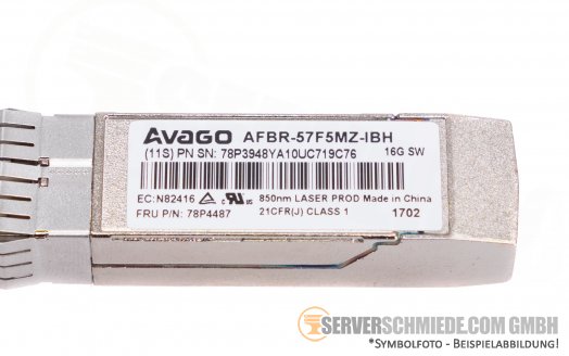 Avago 16G FC FibreChannel SR 850nm SFP+ Transceiver  AFBR-57F5MZ-IBH IBM 78P4487
