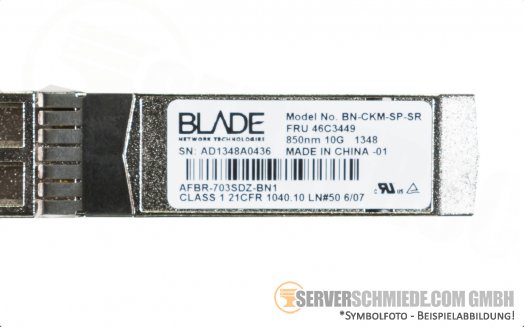 Blade GBIC 10Gb SFP+ Transceiver 850nm SR Short Range 46C3449 AFBR-703SDZ-BN1