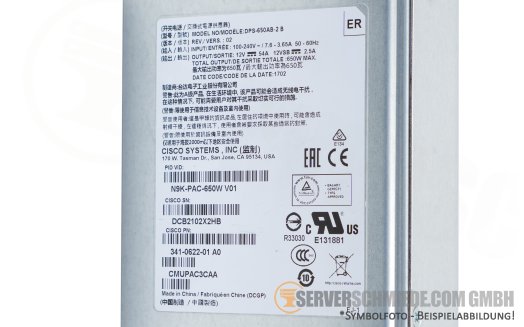 Cisco 650W PSU Netzteil DPS-650AB-2 N9K-PAC-650W for Nexus 9300 C9372PX Port Side In / Intake