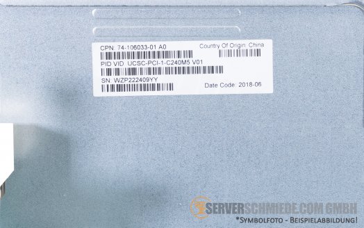 Cisco C240 M5 Riser Slot 3 PCIe x8 Slot 2 PCIe x16 Slot 1 PCIe x8 648.00V05:0011 with Cage 74-106033-01 A0