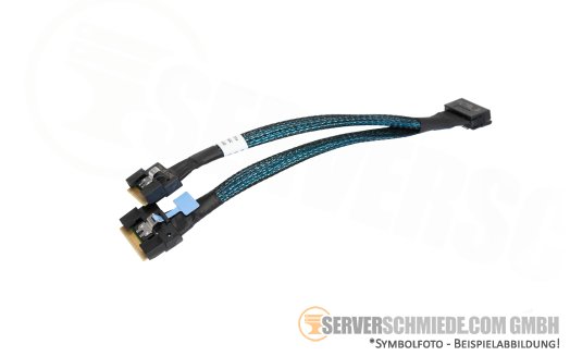 Dell 15cm Backplane to front PERC Controller Kabel 1x SFF-8654 winkel to 2x SFF-8654 gerade R750xs H755N 0Y0N4C