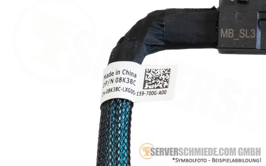Dell 15cm MB to front PERC Controller Kabel 1x SFF-8654 winkel to 1x SFF-8654 winkel R650 10x SFF H755N 08K38C 3rd party