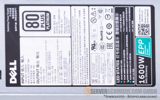Dell 1600W 095HR5 80 Plus Platinum PSU Netzteil R940 FX2 C4000 R640 R7415 095HR5