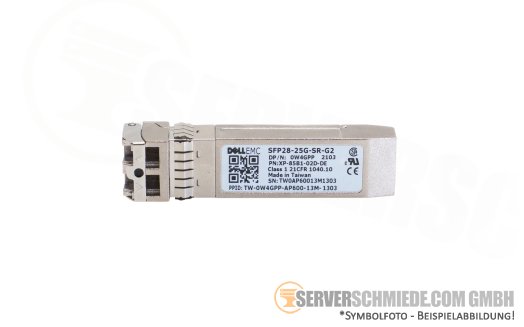 Dell 25Gb SFP28 Transceiver 850nm 100m LC Duplex SR SFP28-25G-SR-G2 0W4GPP