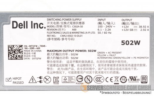 Dell 502W Power Supply Netzteil 0XTGFW