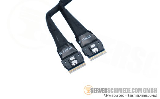 Dell 61 / 55cm NVMe Extender Kabel cable 2x SFF-8654 8i gerade to 2x SFF-8654 8i winkel R740xd 24xSFF 0X7MYJ
