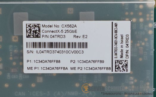 Dell Mellanox ConnectX-5 CX562A 2x 10/25GbE SFP28 OCP 3.0 Controller Ethernet Netzwerk 04TRD3