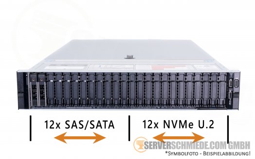 Dell PowerEdge R740xd 19" 2U 12/24x 2,5" SAS / 12x U.2 NVMe 2x Intel XEON Scalable LGA3647 DDR4 ECC Raid 2x PSU Server