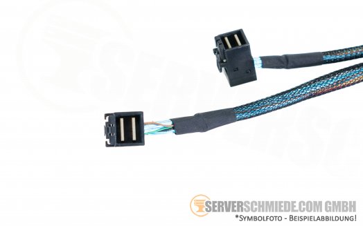 Dell R540 PERC H750 H350 SAS Kabel 1x SFF-8654 gerade to 2x SFF-8643 winkel 0734K6