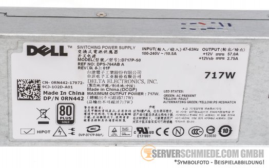 Dell R610 717W PSU Netzteil 0RN442