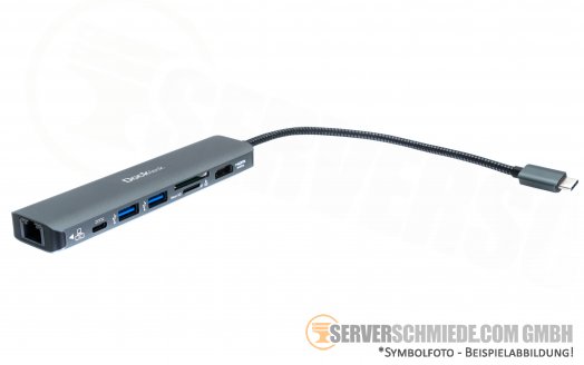 Delock USB-C Adapter 7-in1 USB-C Hub 100W USB 3.0 - RJ-45 - 1GbE Ethernet - HDMI - SD card Notebook Docking Station