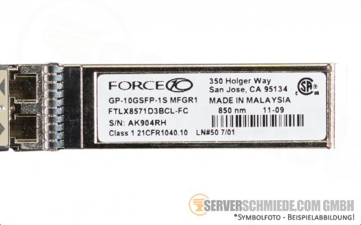 Force Finisar 10Gb SFP+ SR Transceiver 850 nm 21CFR1040.10 FTLX8571D3BCL-FC