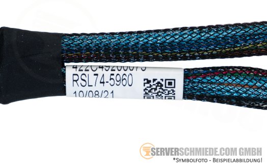 Fujitsu 15cm SAS Kabel cable RAID card 1x SFF-8654 8i gerade to 2x SFF-8654 4i gerade RX2540 M6 CA05950-2303