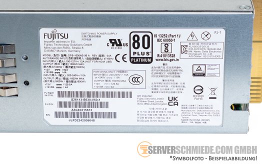 Fujitsu 1600W Netzteil PSU 80 Plus Platinum RX2540 M6 A3C40215613