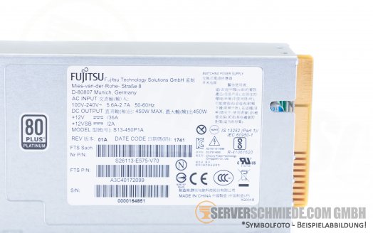 Fujitsu 450W Gen2 80 Plus Platinum PSU Netzteil A3C40172099