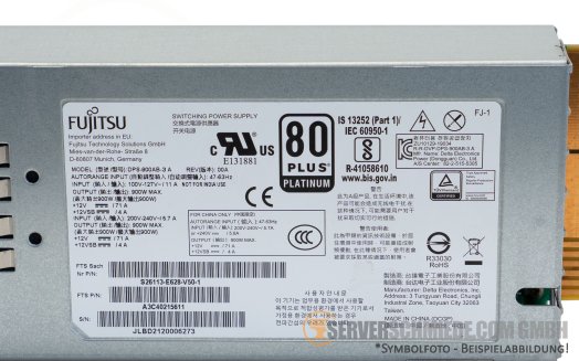 Fujitsu 900W Netzteil PSU 80 Plus Platinum RX2530 RX2540 M6 M7 A3C40215611