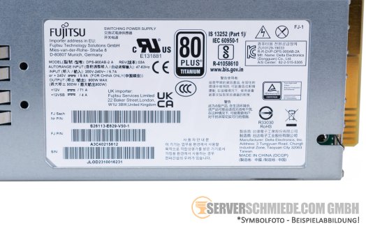 Fujitsu 900W Netzteil PSU 80 Plus Titanium RX2530 RX2540 M6 M7 A3C40215612 +NEW+