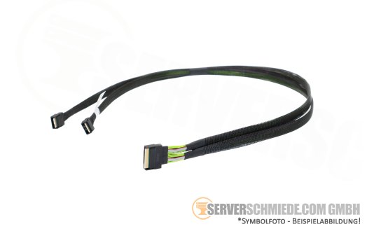Generic 80cm SAS NVMe Kabel cable 1x SFF-8654 8i gerade to 2x SFF-8654 4i gerade