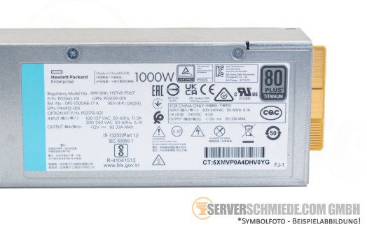 HP 1000W 80 Plus Titanium PSU Netzteil Gen10 Gen10 Plus Gen11 P03178-B21 +NEW+