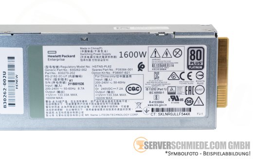 HP 1600W 80 Plus Platinum PSU Netzteil Gen10 Gen10 Plus Gen11 P38997-B21