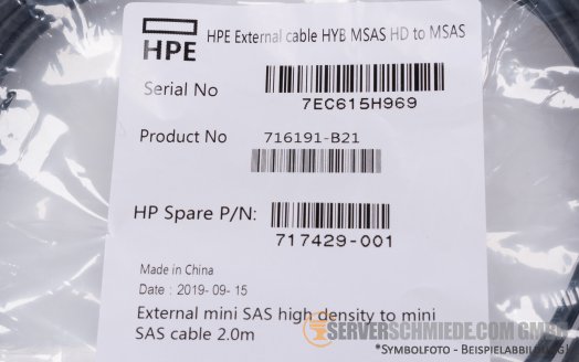 HP 2m extern 12G SAS Kabel cable 1x SFF-8644 to 1x SFF-8088 Storage + Tape Library 716191-B21