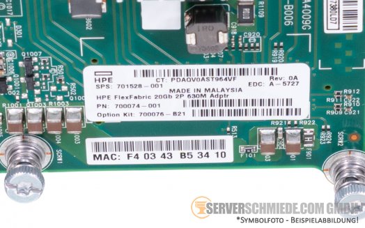 HP FlexFabric 630M 2x 10GbE 20GbE LAN Network Mezzanine Controller bl460c Gen8 Gen9 Gen10 700076-B21