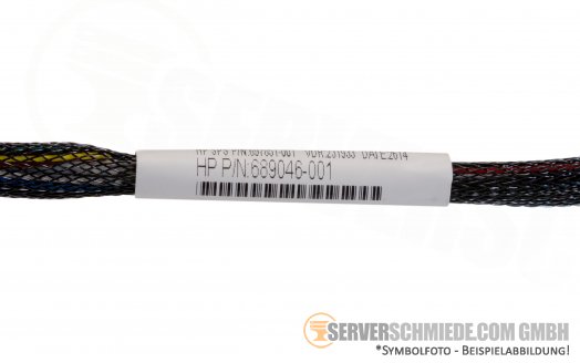 HP 40cm SAS Kabel 1x SFF-8087 winkel  -- 30cm  1x SATA 1x  8 pin  gerade 1x 40cm  1x SATA 1x  8 pin  gerade 689046-001