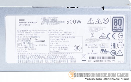 HP 500W Flex Slot Platinum Hot Plug Low Halogen 80 Plus PSU Netzteil Gen10 Gen10 Plus Gen11 865399-201