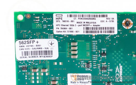 HP 562SFP+ 2x 10Gb SFP+ X710-DA2 LAN Network Ethernet PCIe x4 Controller 727055-B21