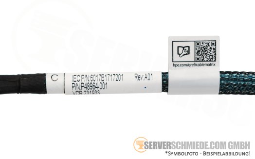 HP 65 / 70cm NVMe SAS Tri-Mode OCP Kabel cable 1x SFF-8654 winkel to 2x SFF-8654 gerade DL360 Gen11 P48964-001 of Kit P52416-B21