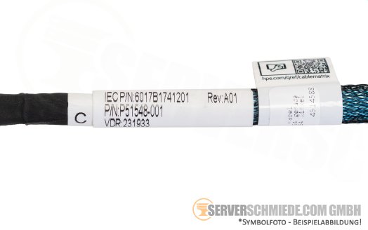 HP 65cm NVMe Kabel cable SFF-8654 gerade to 2x SFF-8654 winkel DL380 Gen11 P51548-001